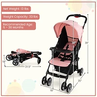 Toddler Travel Stroller for Airplane, Canopy and Adjustable Backrest