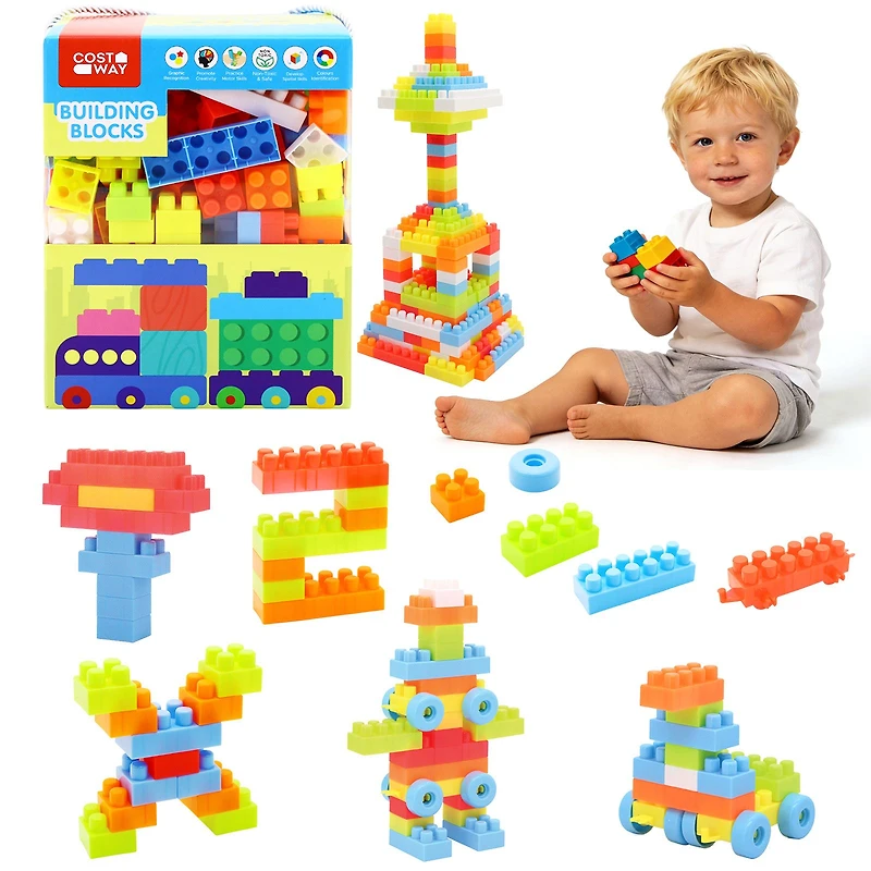 150-Piece Toddler Building Blocks Toy STEM Montessori Early Learning Toys, For 3+ Years Old