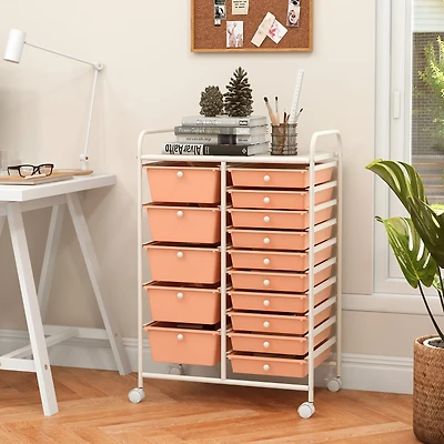 15-Drawer Utility Rolling Organizer Cart Multi-Use Storage