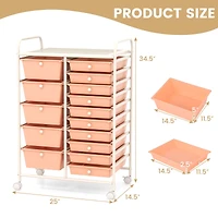 15-Drawer Utility Rolling Organizer Cart Multi-Use Storage