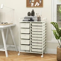15-Drawer Utility Rolling Organizer Cart Multi-Use Storage
