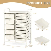 15-Drawer Utility Rolling Organizer Cart Multi-Use Storage