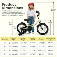 16" Kids Bike Sport Bicycle, Removable Training Wheels