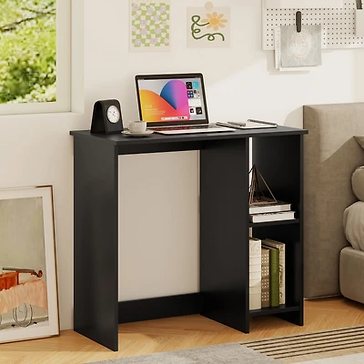 31.5" Modern Home Office Desk, 2 Compartments - Black