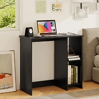 31.5" Modern Home Office Desk, 2 Compartments - Black