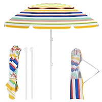 6.5 Feet Beach Umbrella, UPF50+ Sun Protection and Push Button Tilt - Colorful