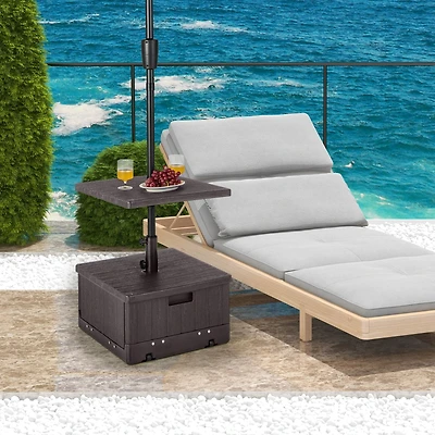175 lbs Outdoor Fillable Umbrella Base, Table Tray - Brown