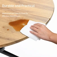 Modern 5-Piece Round Oak Dining Set with Brown Suede Chairs