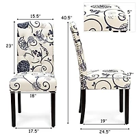 Ensemble de 2 chaises de salle à manger rembourrées et capitonnées - Noir et blanc