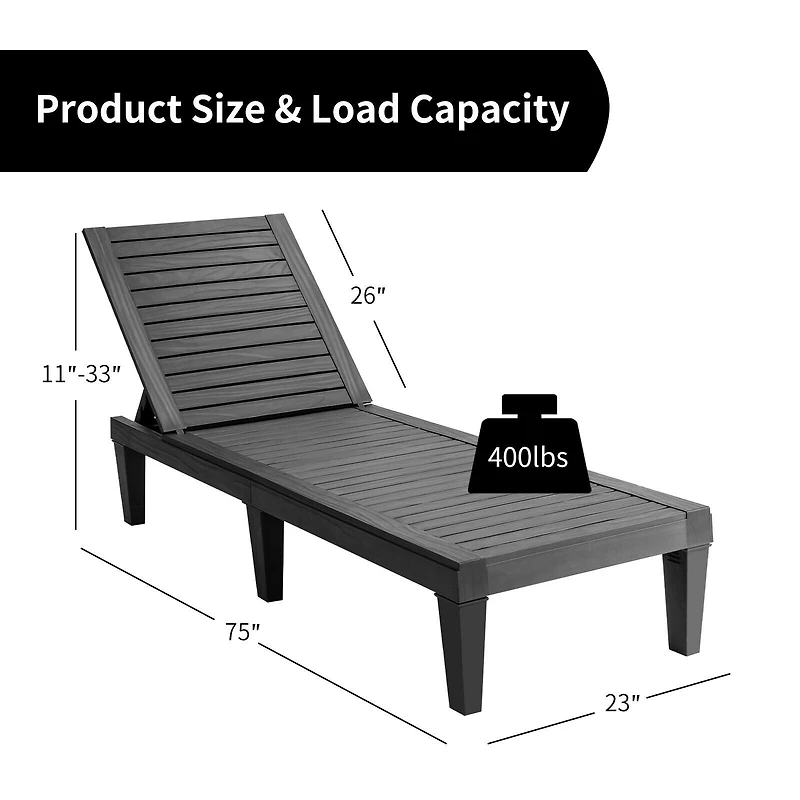 Outdoor Recliner Chair, 5-Position Adjustable Backrest