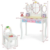 Ensemble coiffeuse pour enfants « Princesse », miroir à trois volets - Blanc