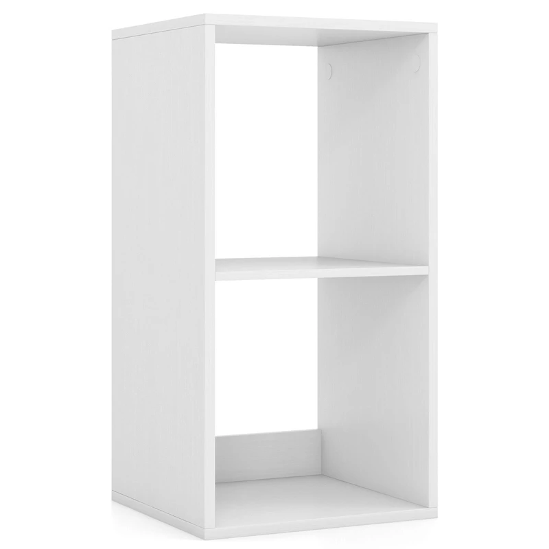 2 Cube Bookshelf, Back Guardrail for Living Room Bedroom - White