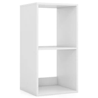2 Cube Bookshelf, Back Guardrail for Living Room Bedroom - White