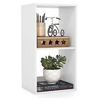 2 Cube Bookshelf, Back Guardrail for Living Room Bedroom - White