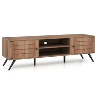 2-Door TV Stand for TVs up to 65", Open Shelves - Oak