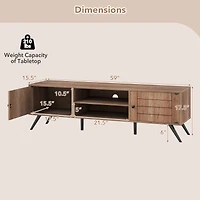 2-Door TV Stand for TVs up to 65", Open Shelves - Oak