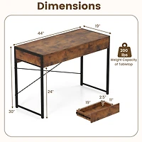 2-Drawer Home Office Desk with Steel Frame