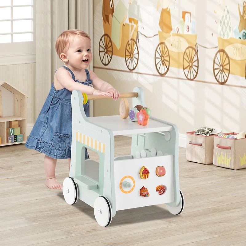 2-in-1 Baby Walker, Storage and Ice Creams for 1+ Years Old - Light Green