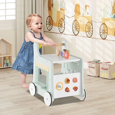 2-in-1 Baby Walker, Storage and Ice Creams for 1+ Years Old - Light Green