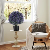 Artificial Lavender Topiary Ball Shrub Bushes, Set of 2