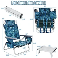 2 Packs 5-Position Outdoor Folding Backpack Beach Table Chair Reclining Set