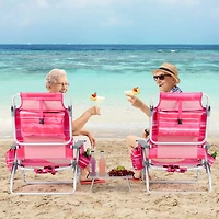 Ensemble de 2 ensembles chaises plage pliantes d'extérieur à 5 positions, sac dos et table