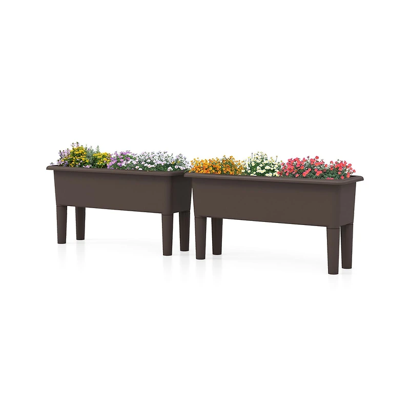 2-Piece Raised Garden Beds Self-Watering Planter Box, Detachable Legs and Drainage Hole