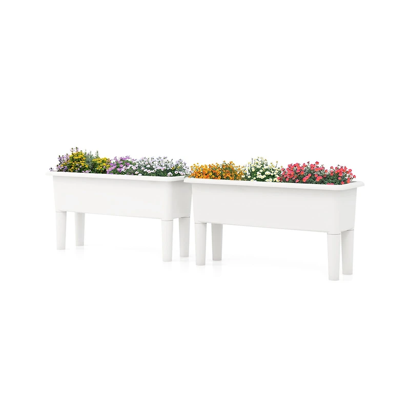 2-Piece Raised Garden Beds Self-Watering Planter Box, Detachable Legs and Drainage Hole