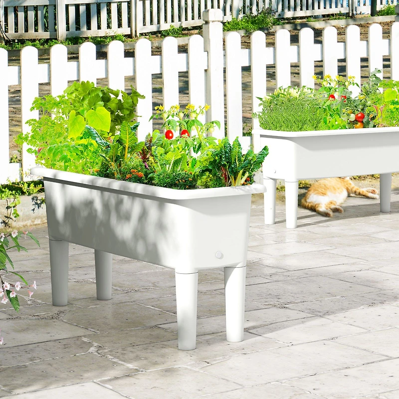 2-Piece Raised Garden Beds Self-Watering Planter Box, Detachable Legs and Drainage Hole