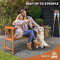 Outdoor Eucalyptus Wood Bench, Backrest and Armrests