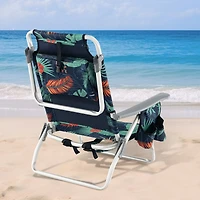 2-Pack Folding Backpack Beach Chair 5-Position Outdoor Reclining Chairs, Pillow