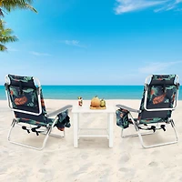 2-Pack Folding Backpack Beach Chair 5-Position Outdoor Reclining Chairs, Pillow