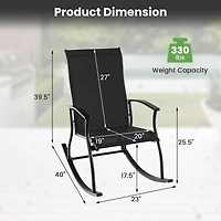 2-Piece Outdoor Rocking Chairs, Breathable Backrest - Black