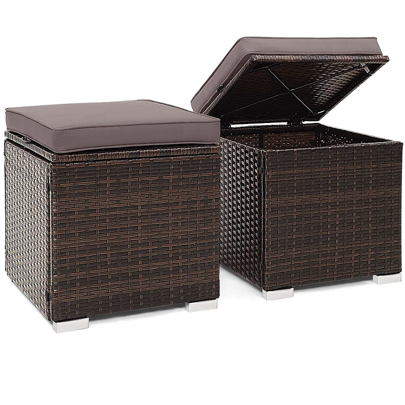 2-Piece Patio Ottoman, Removable Cushions