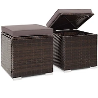 2-Piece Patio Ottoman, Removable Cushions