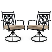 2 chaises de jardin pivotantes, dossier et coussins à motif floral - Noir