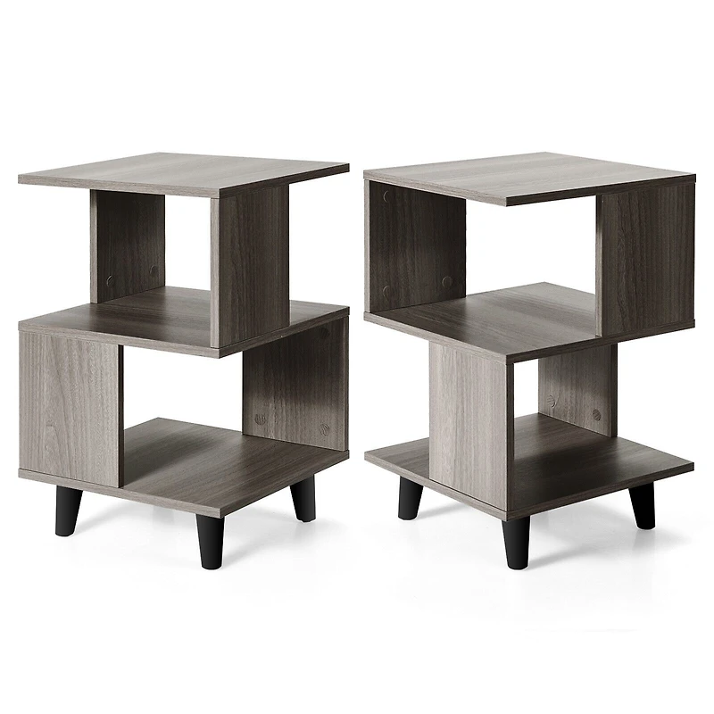 2-Piece Wooden Modern Nightstand Set, Legs for Living Room