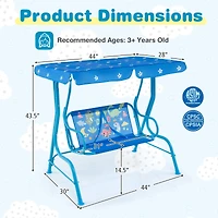 2-Seater Kids Patio Swing, Metal Stand and Adjustable Canopy