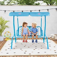 2-Seater Kids Patio Swing, Metal Stand and Adjustable Canopy