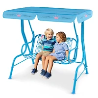 2-Seater Kids Patio Swing, Metal Stand and Adjustable Canopy