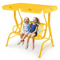 2-Seater Kids Patio Swing, Metal Stand and Adjustable Canopy