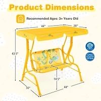 2-Seater Kids Patio Swing, Metal Stand and Adjustable Canopy