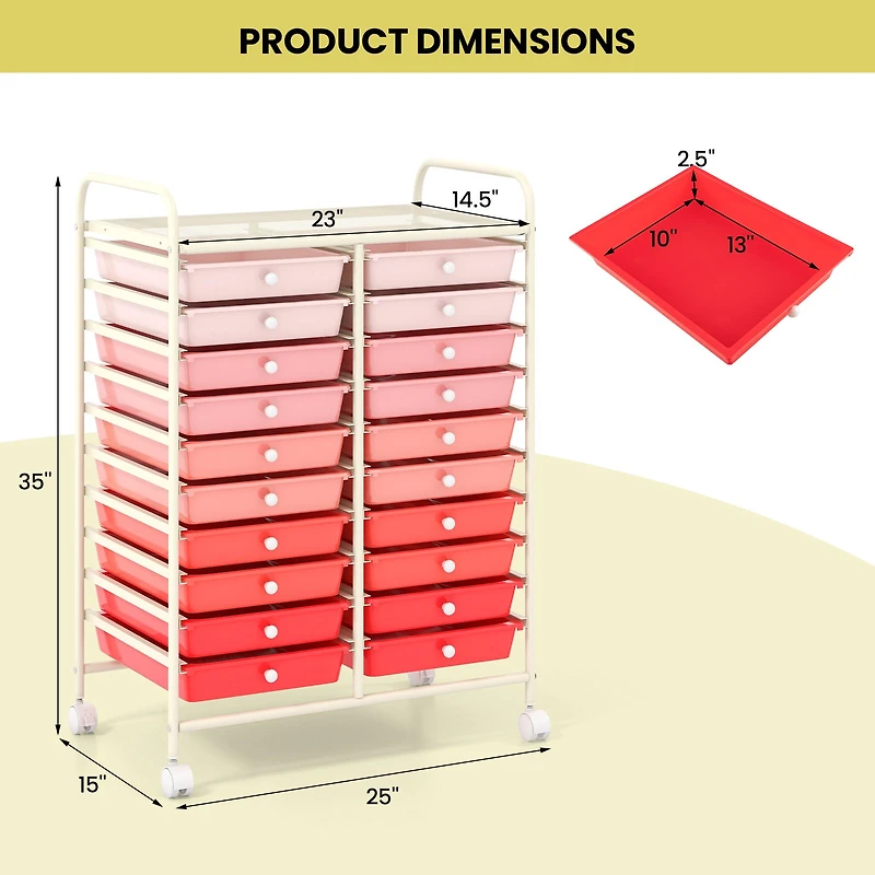 20-Drawer Rolling Storage Cart