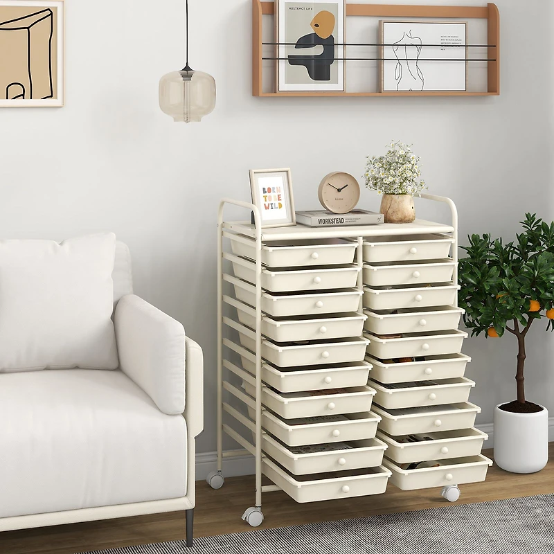 20 Drawers Rolling Storage Cart Studio Organizer
