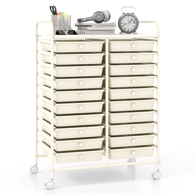 20 Drawers Rolling Storage Cart Studio Organizer