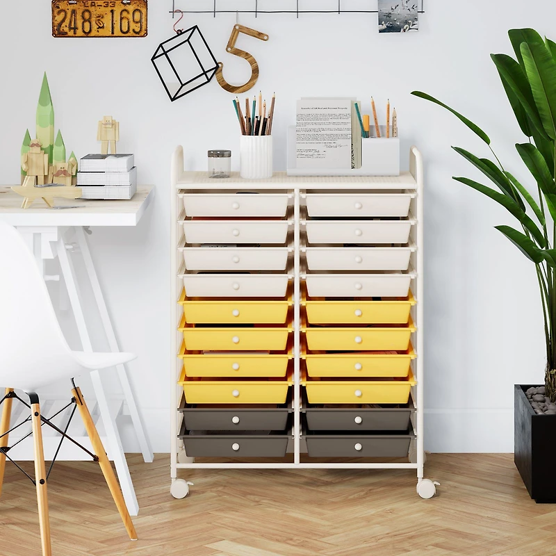 20 Drawers Rolling Storage Cart Studio Organizer