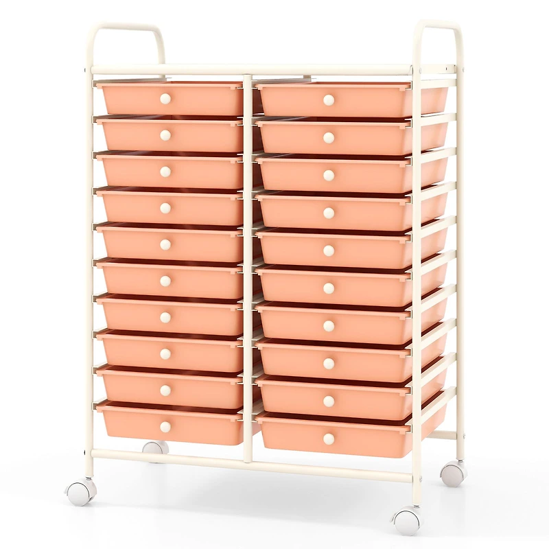 Chariot de rangement à roulettes, 20 tiroirs - Organisateur studio