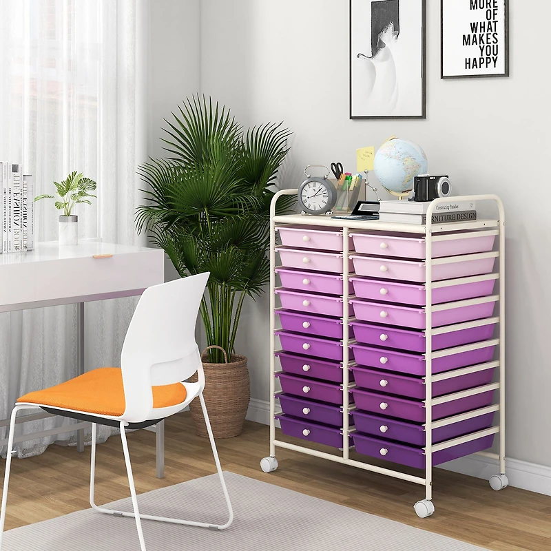 20 Drawers Rolling Storage Cart Studio Organizer