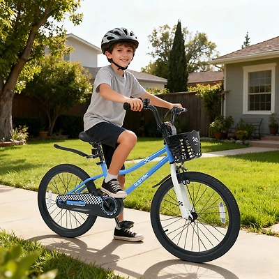 Vélo pour enfants de 20 po, réglable, béquille et panier rangement, les 8 ans plus