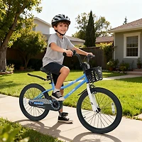 Vélo pour enfants de 20 po, réglable, béquille et panier rangement, les 8 ans plus